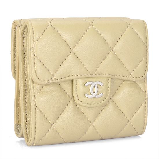 High Quality Chanel Lambskin Double Face Wallets A31507 Apricot